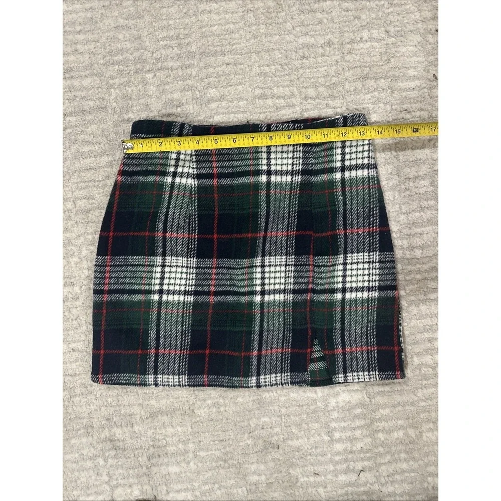 Women's Plaid Mini Skirt Blue Green Red‎ Size S 100% Cotton Academia